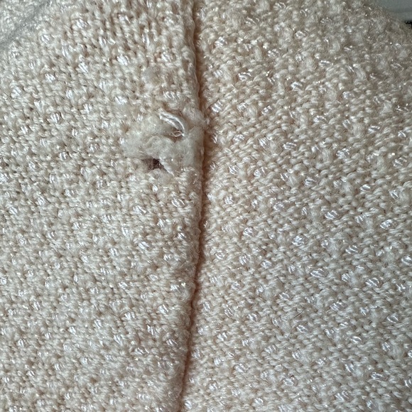 ST. JOHN ivory w/gold accents short sleeve button front jacket w/ collar sz 6 - Picture 8 of 9